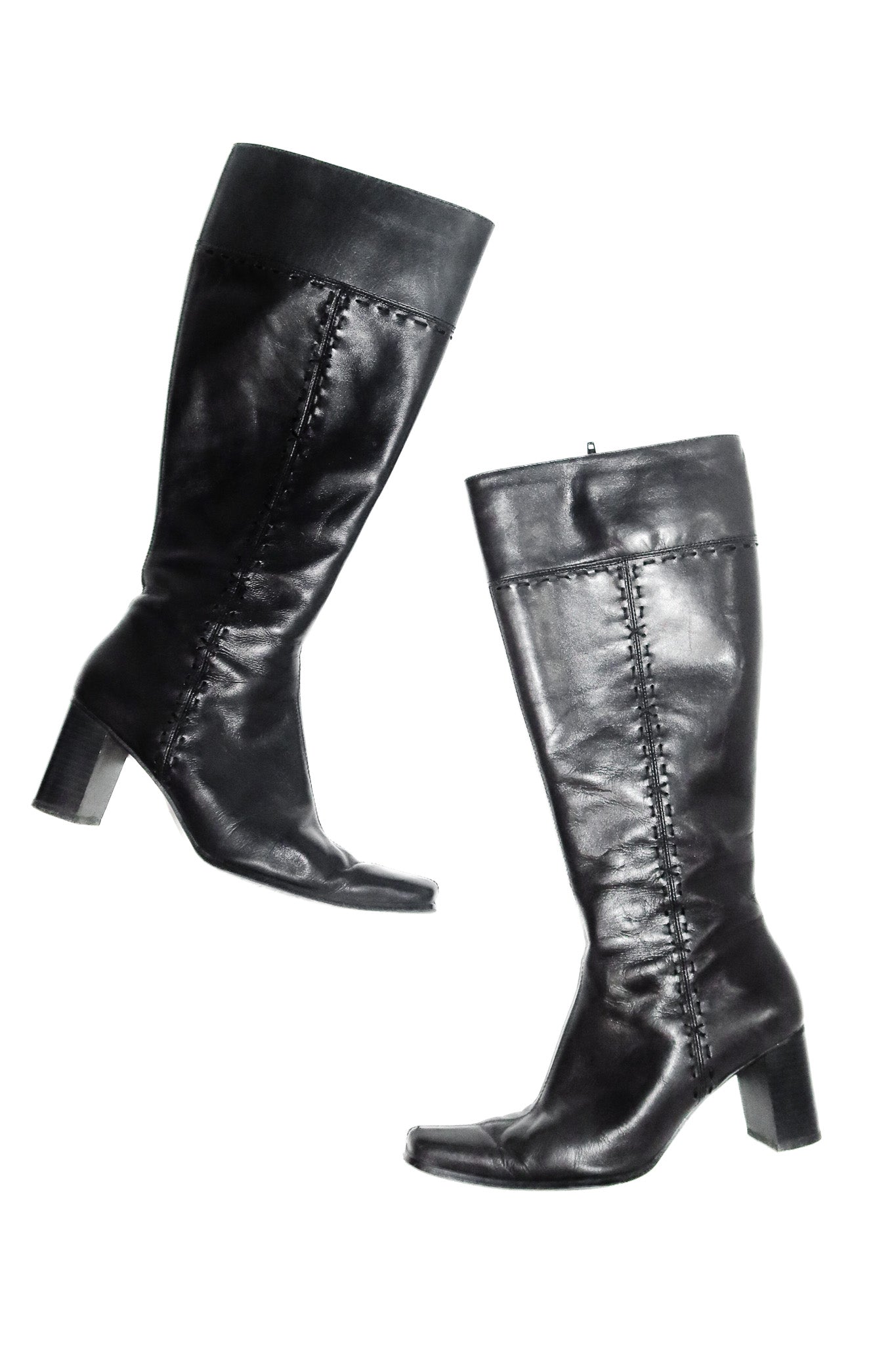 leather knee-high boots black.
