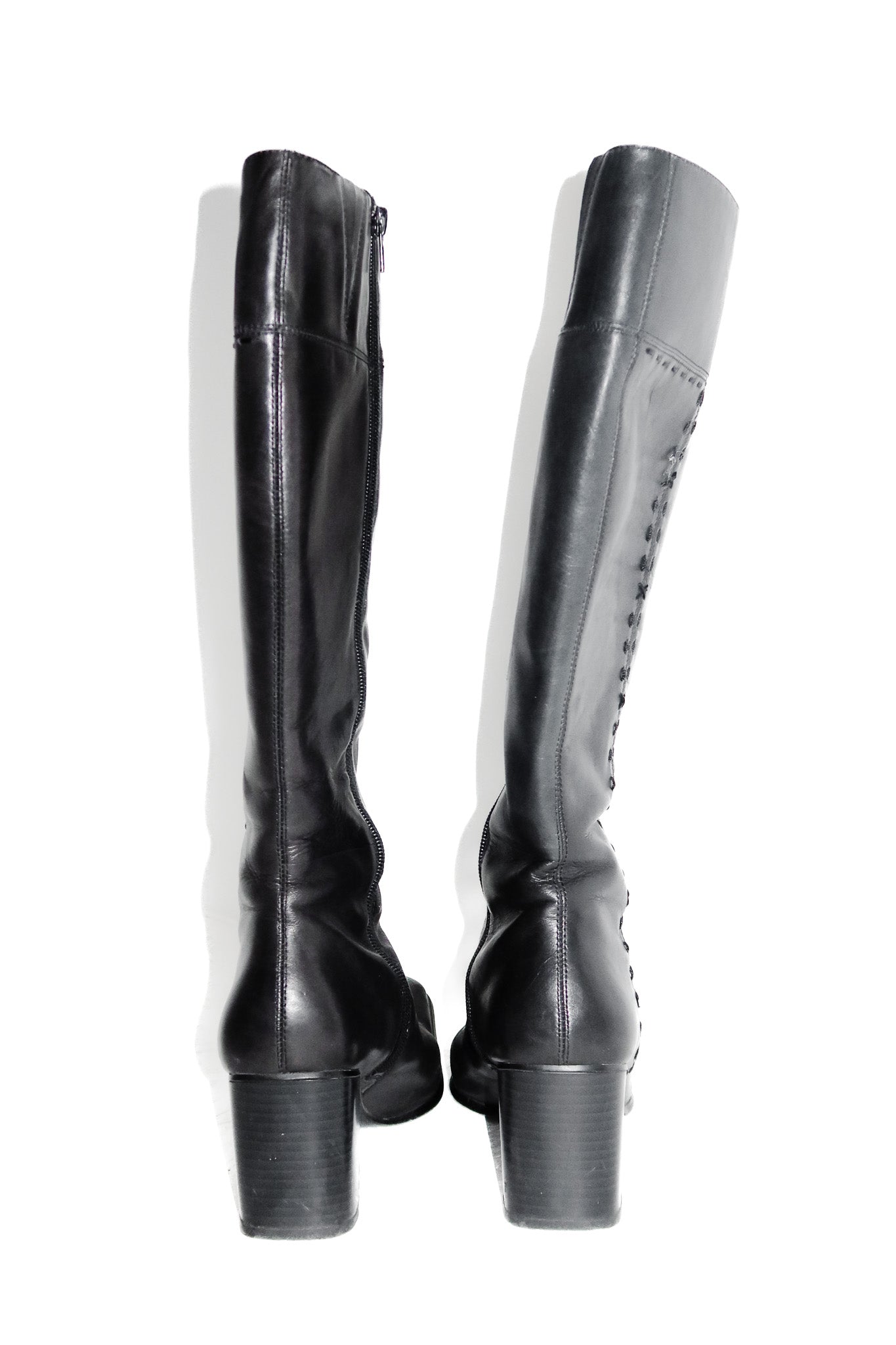 leather knee-high boots black.