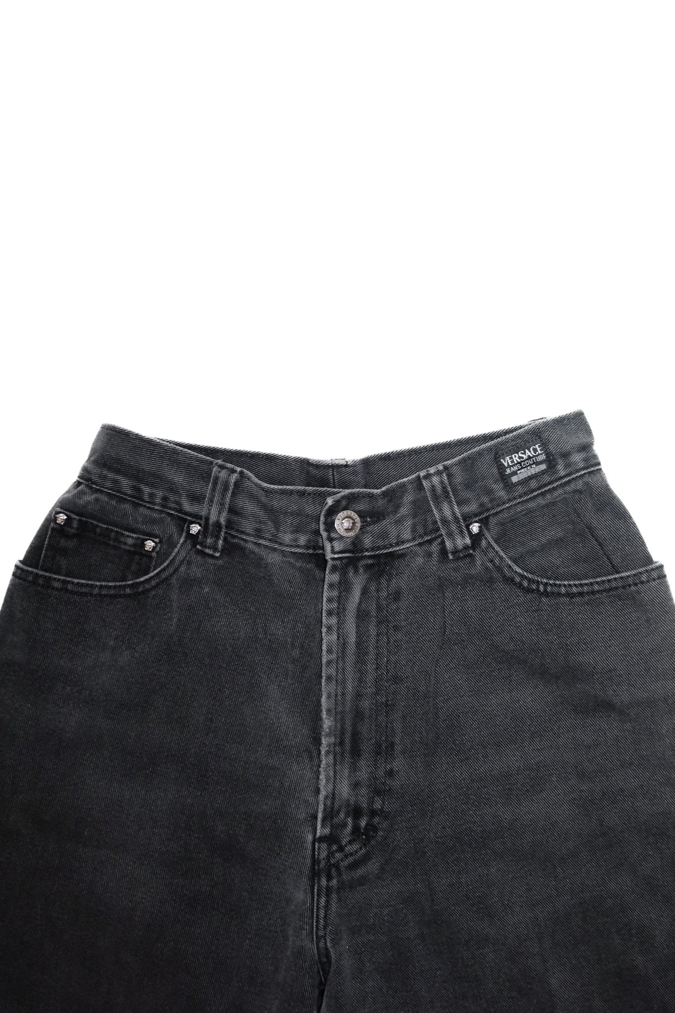 versace jeans couture high-waisted denim jeans black.