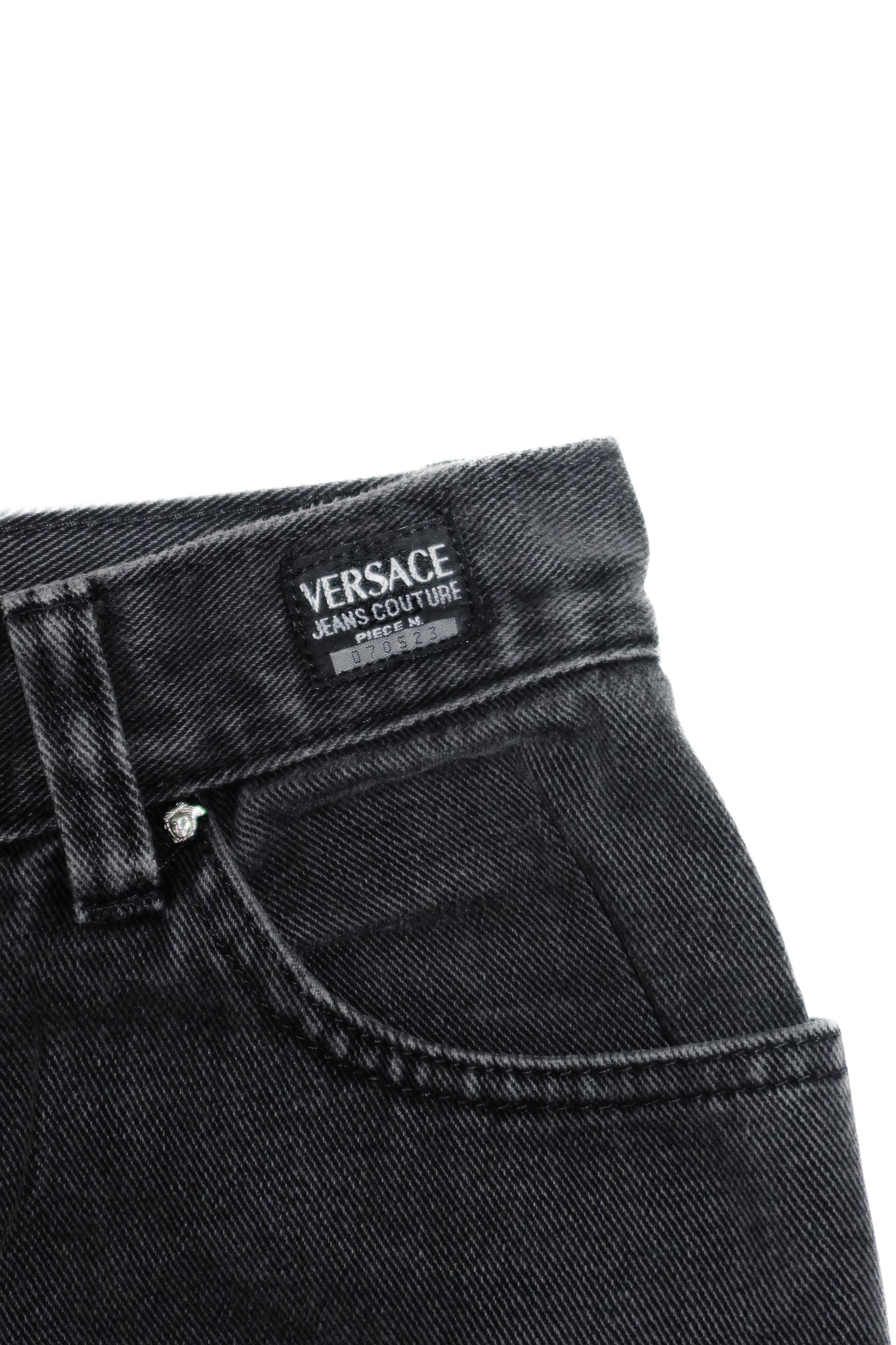 versace jeans couture high-waisted denim jeans black.