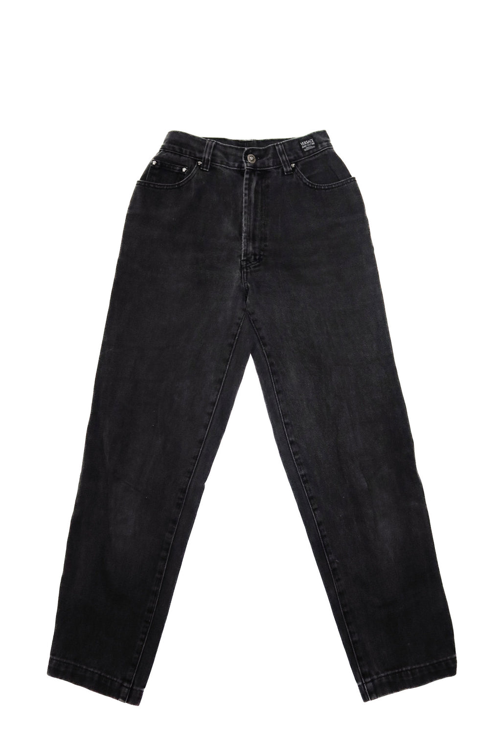 versace jeans couture high-waisted denim jeans black.
