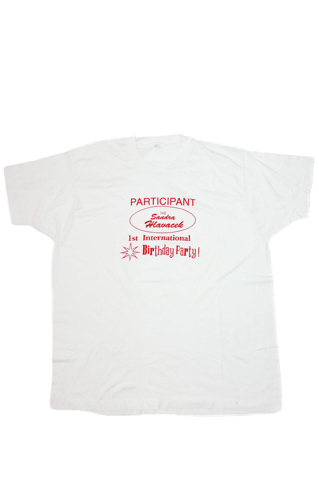 80's international birthday party t-shirt white.