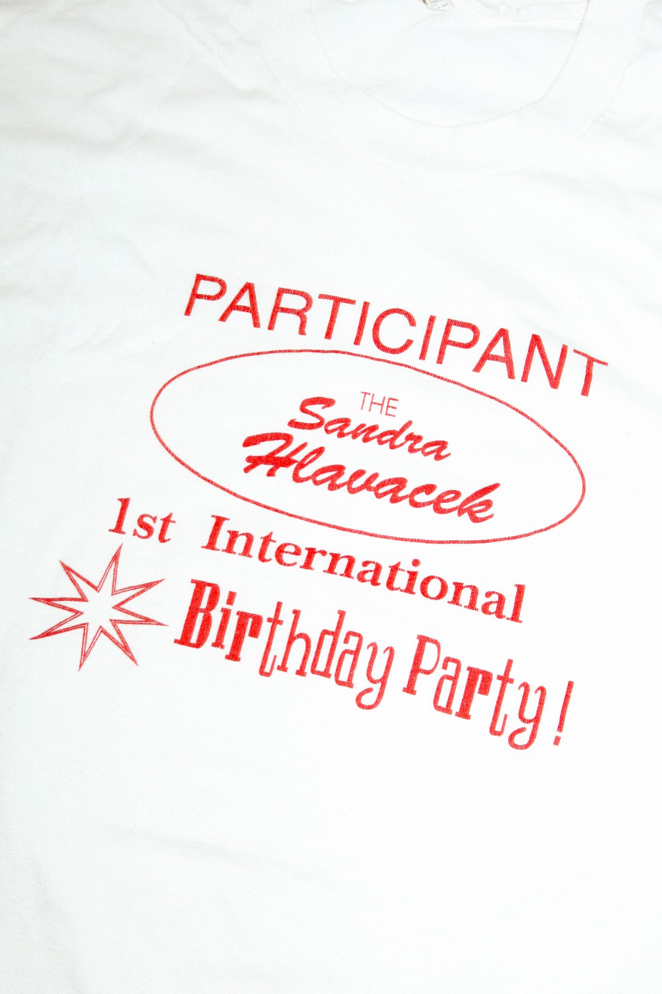 80's international birthday party t-shirt white.