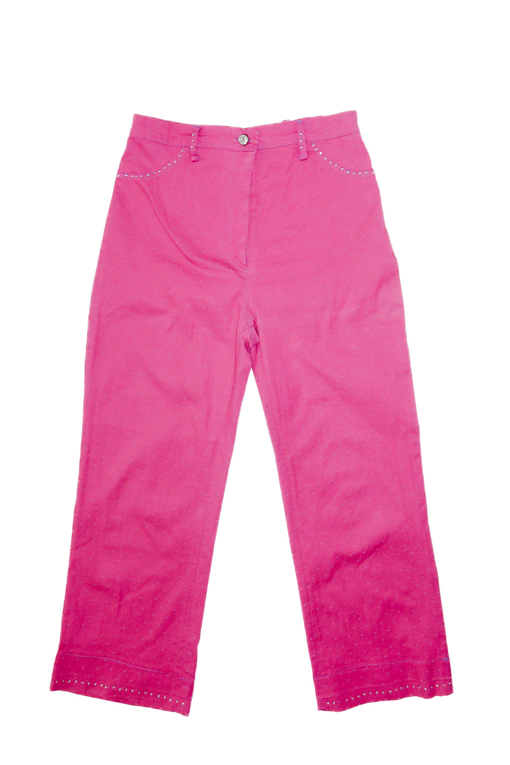 2000's zena high-waisted rhinestone pants pink.
