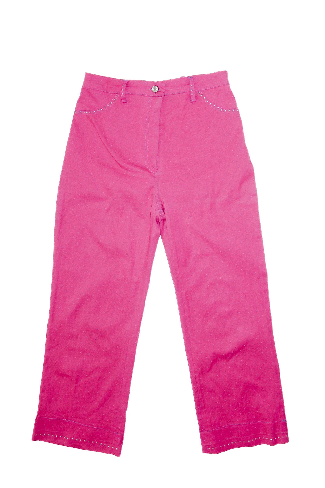 2000's zena high-waisted rhinestone pants pink.