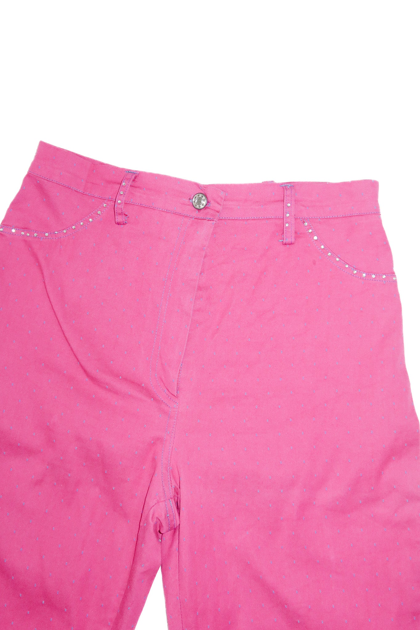 2000's zena high-waisted rhinestone pants pink.