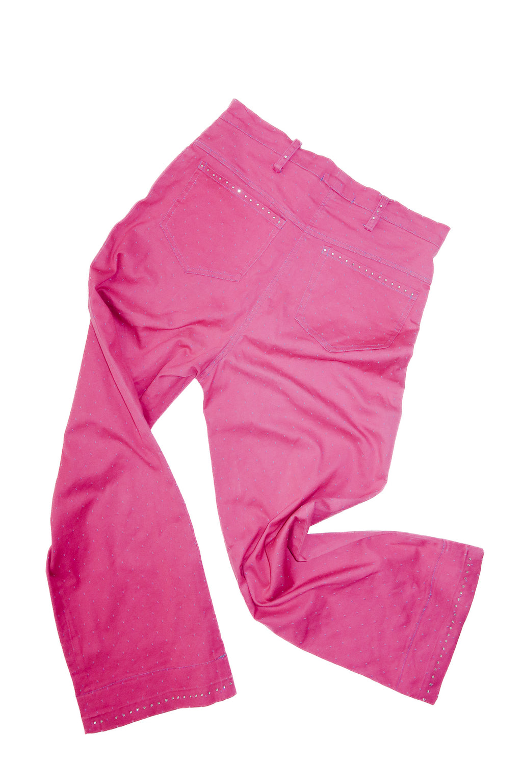 2000's zena high-waisted rhinestone pants pink.