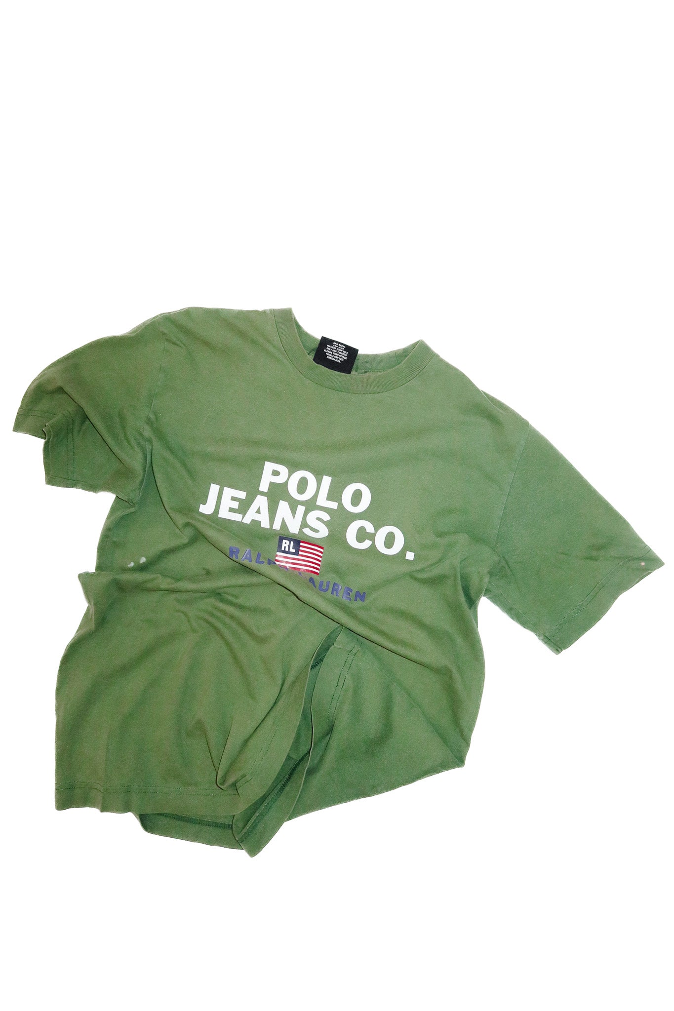90's ralph lauren 'polo jeans co' logo tee olive green.