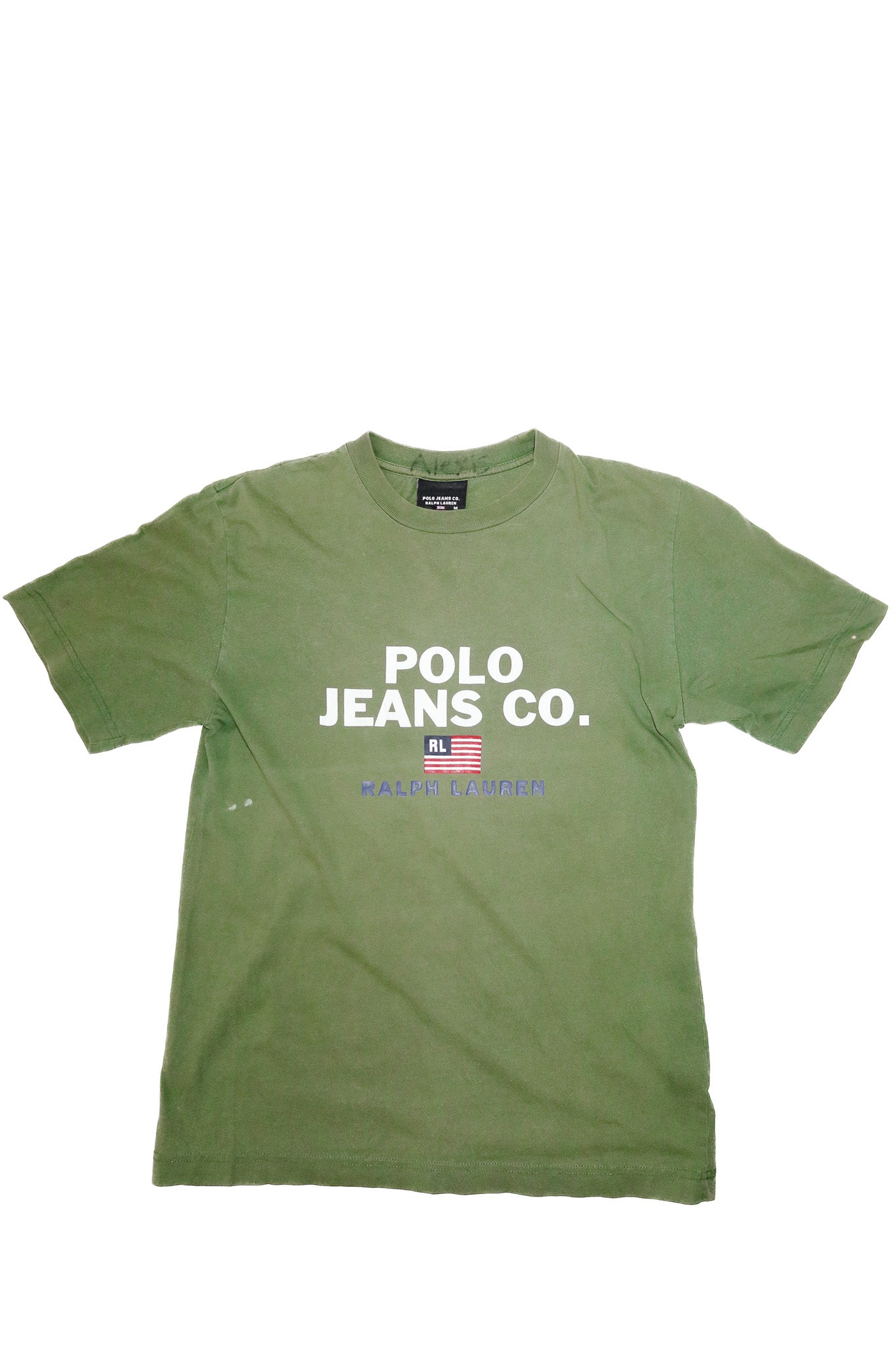 90's ralph lauren 'polo jeans co' logo tee olive green.
