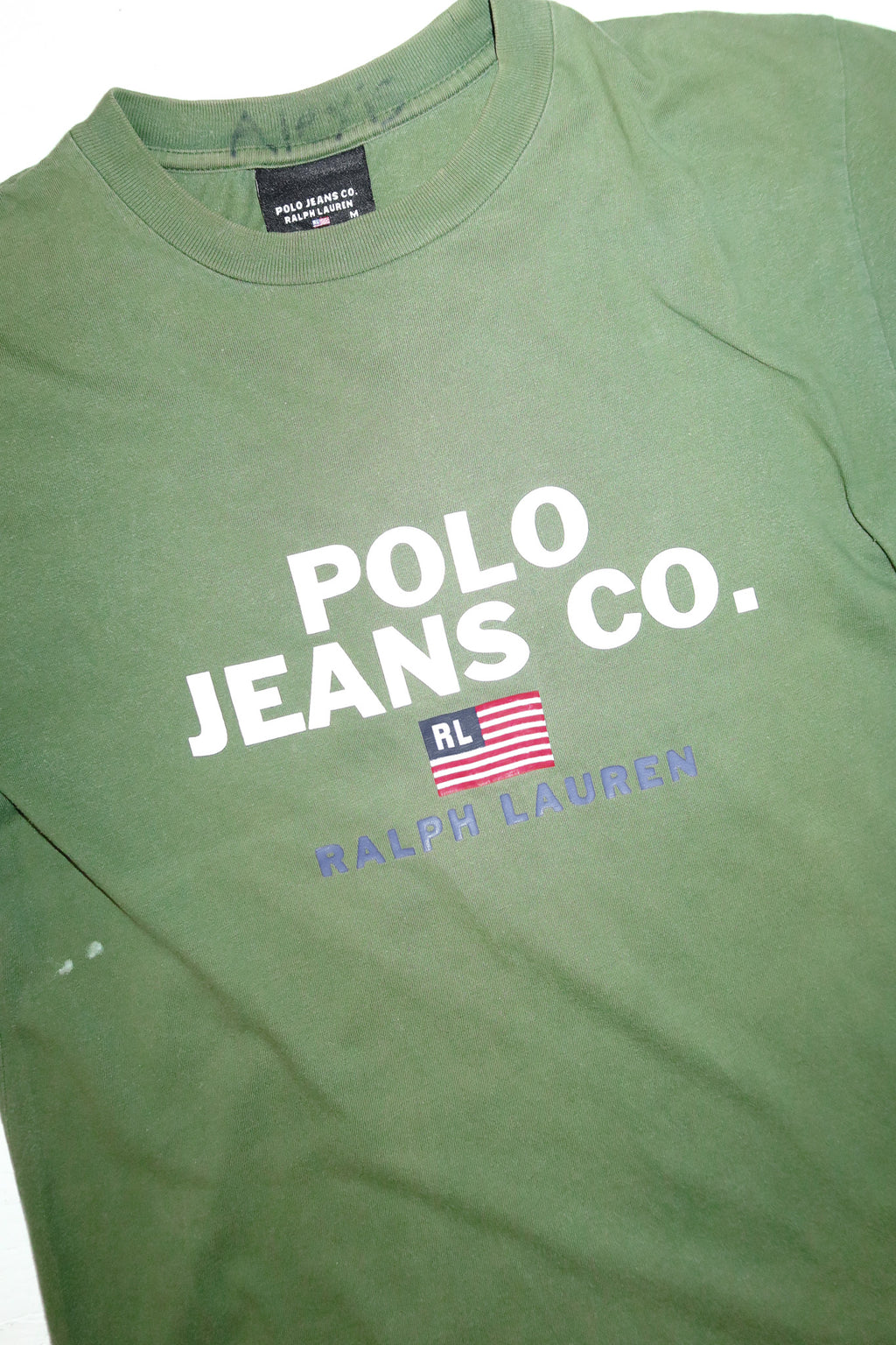 90's ralph lauren 'polo jeans co' logo tee olive green.