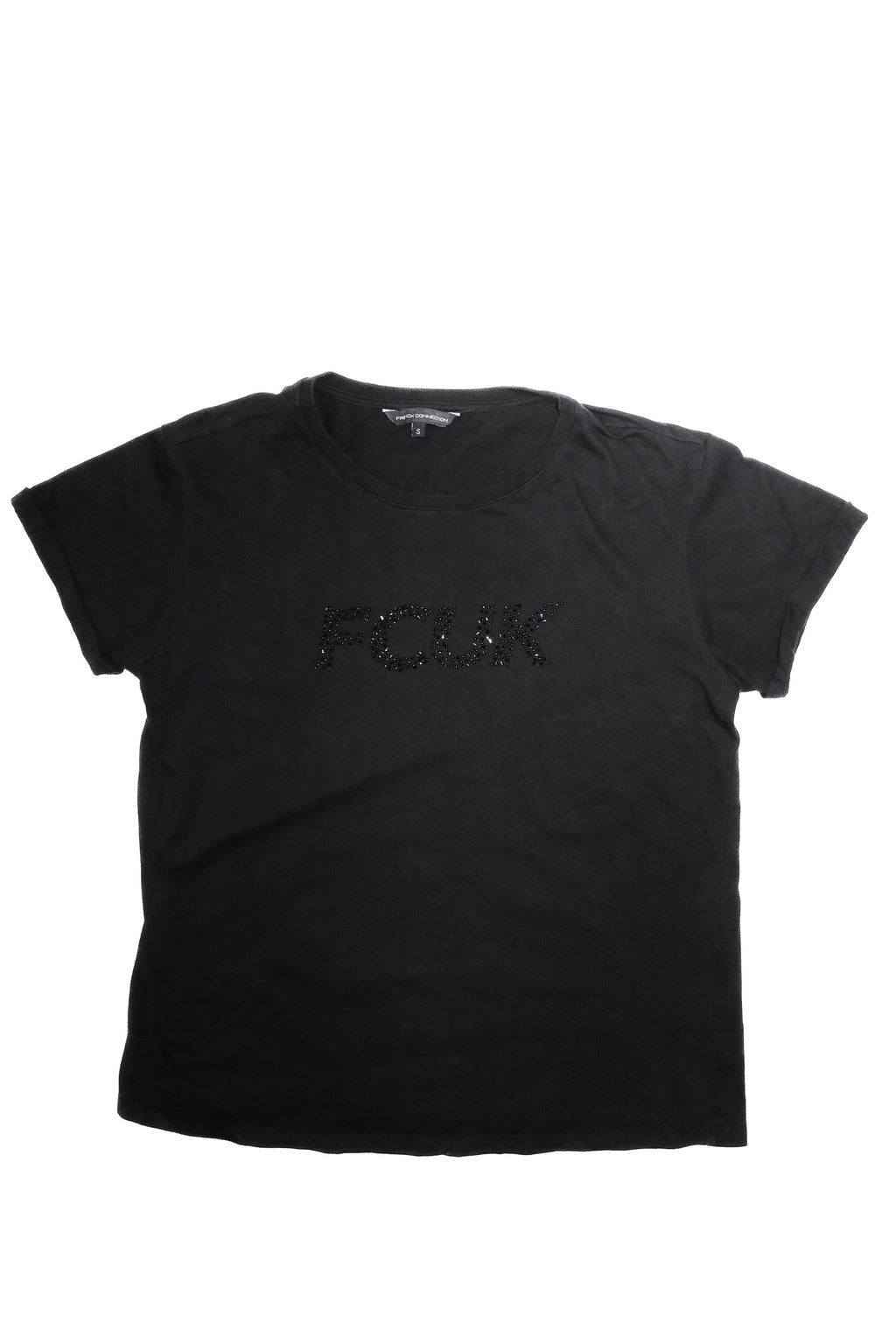 french connection 'fcuk' diamanté logo baby tee black.