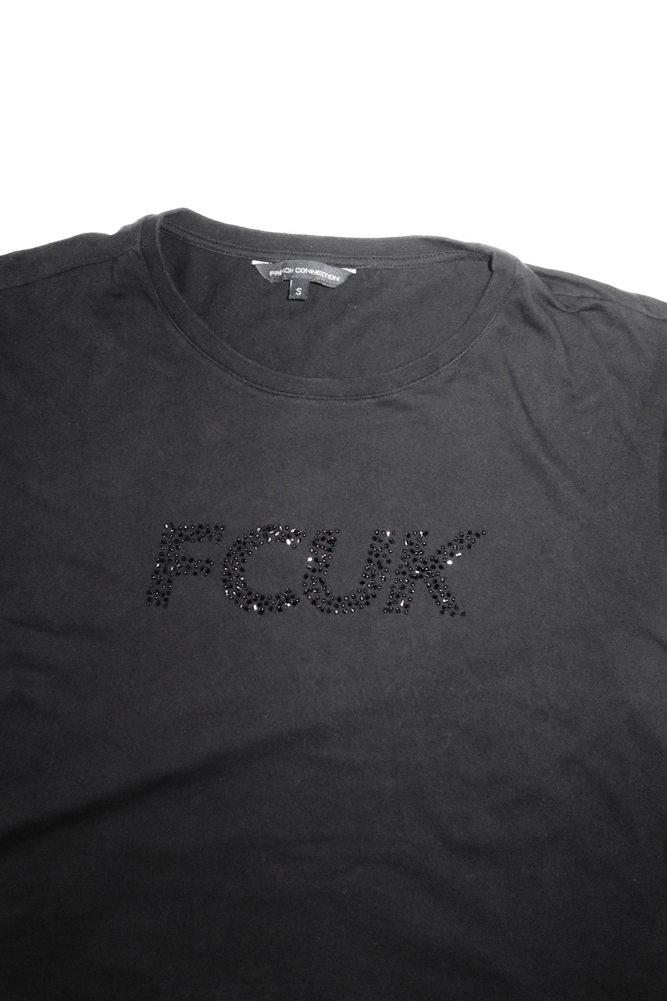 french connection 'fcuk' diamanté logo baby tee black.