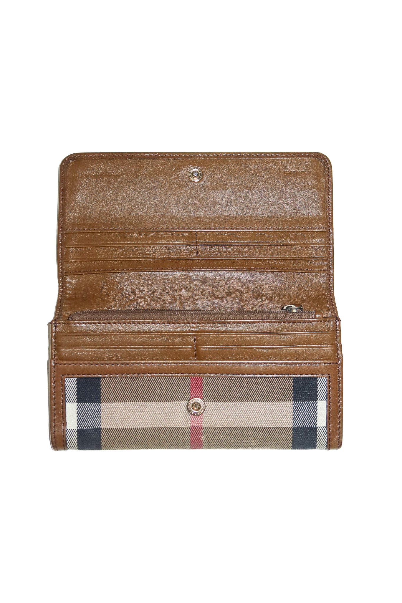 2000’s burberry leighton continental wallet check brown.