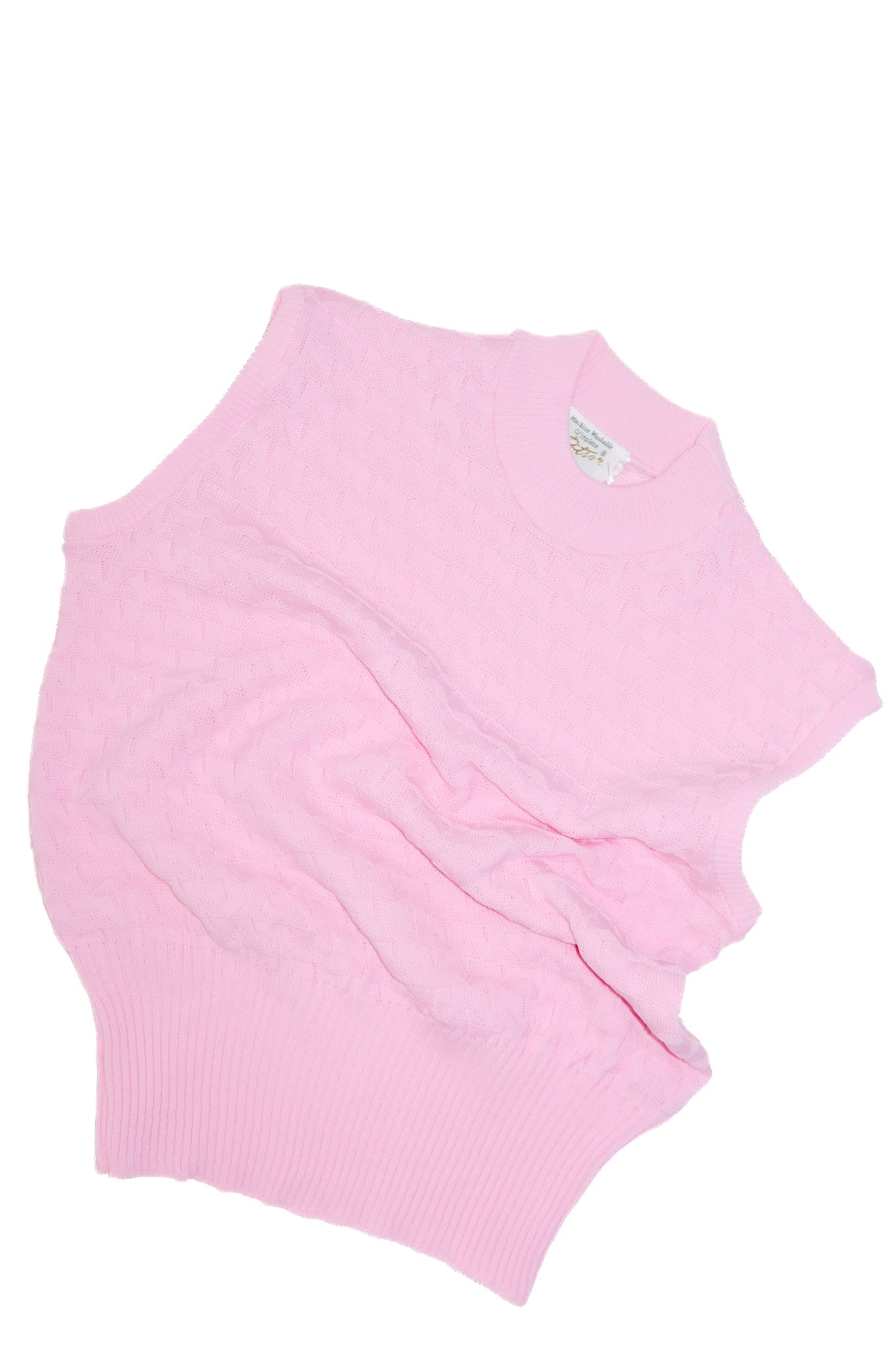 1970's rotson crimplene sleeveless top pink.