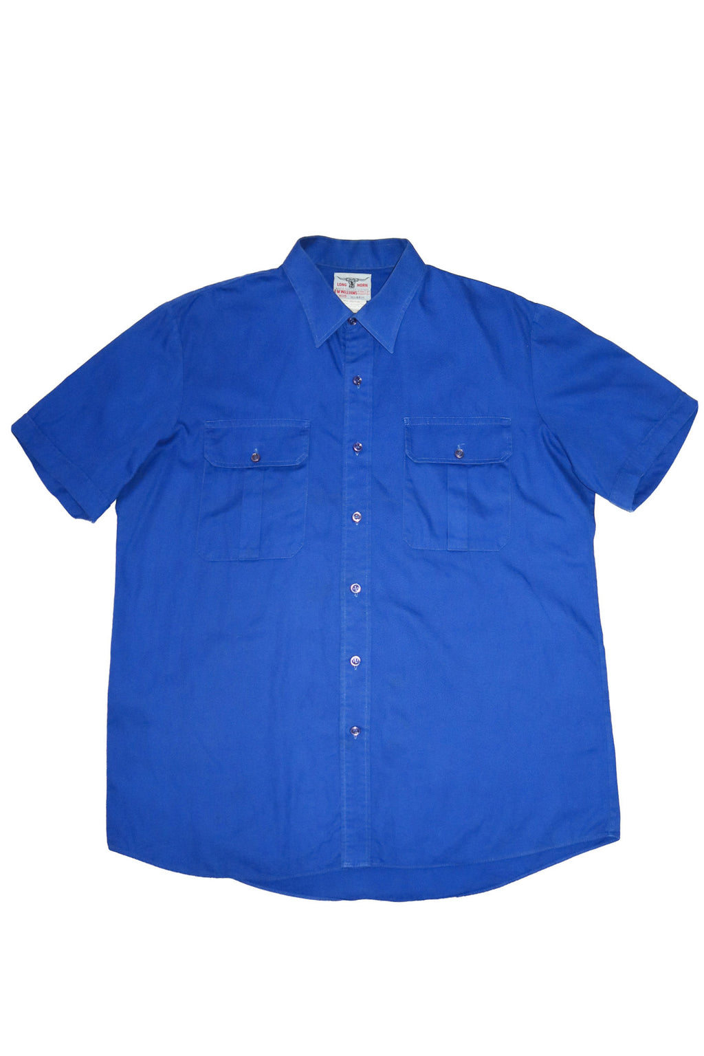 1990’s r.m. williams long horn short sleeve work shirt blue.