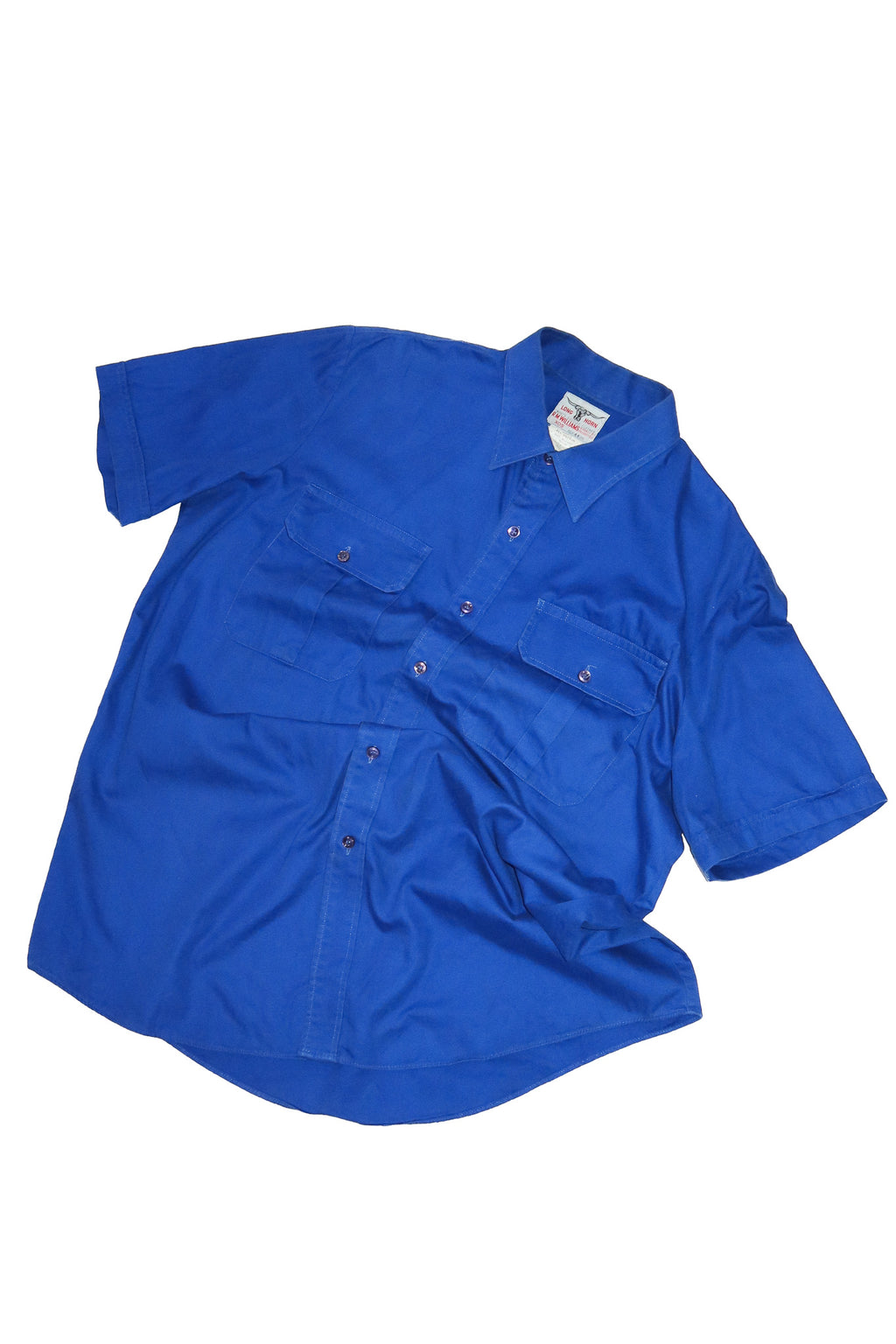 1990’s r.m. williams long horn short sleeve work shirt blue.