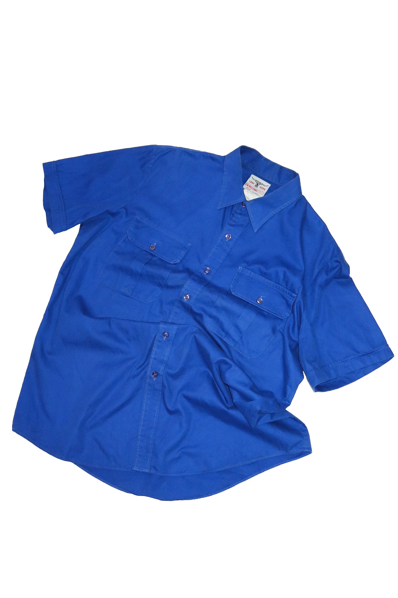 1990’s r.m. williams long horn short sleeve work shirt blue.