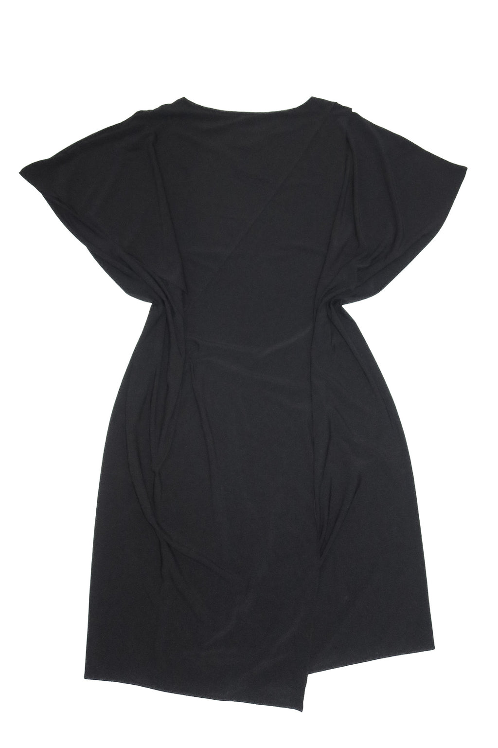 2010's maison martin margiela line 1 draped cut-out sleeve dress black.