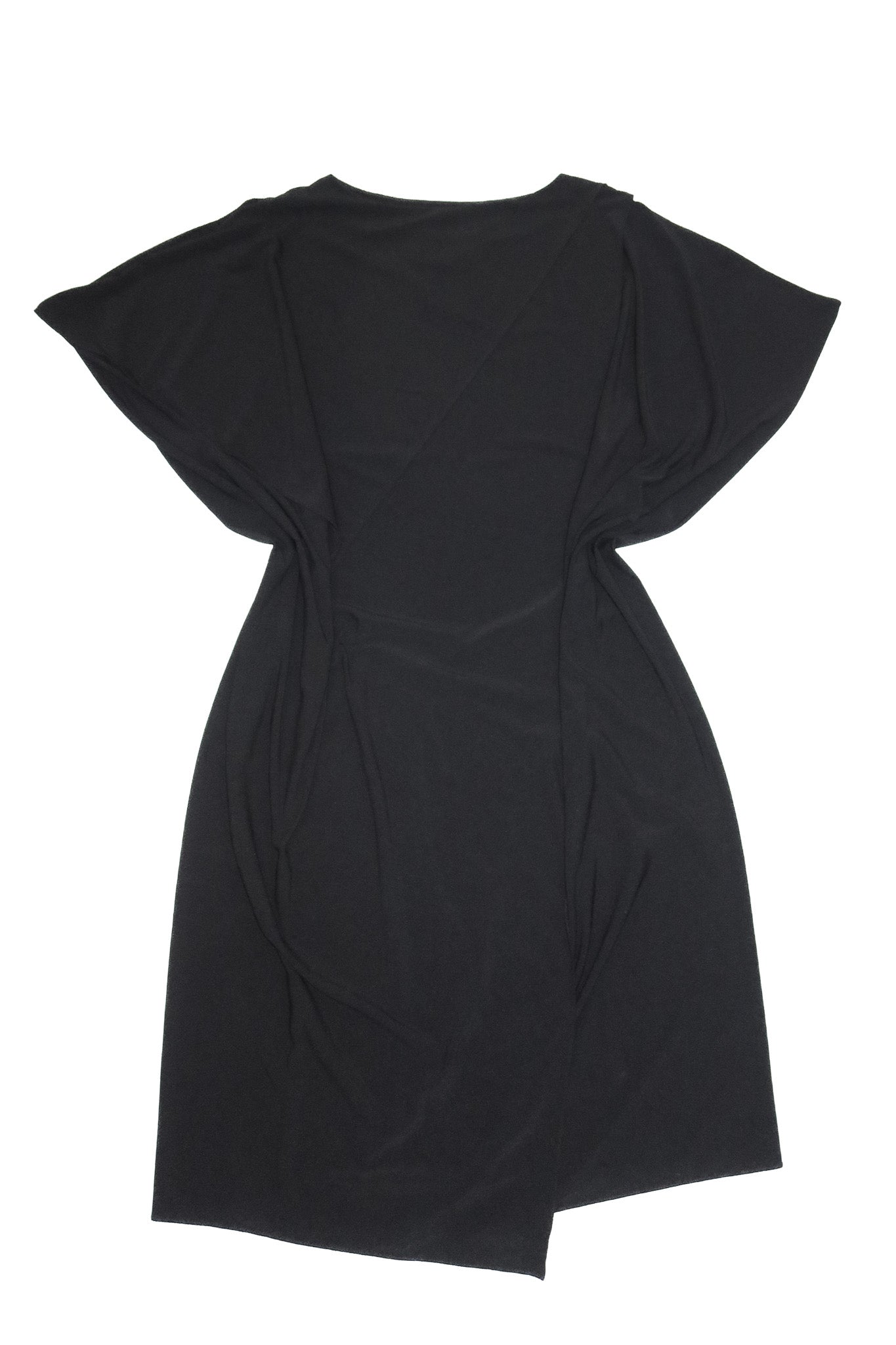 2010's maison martin margiela line 1 draped cut-out sleeve dress black.