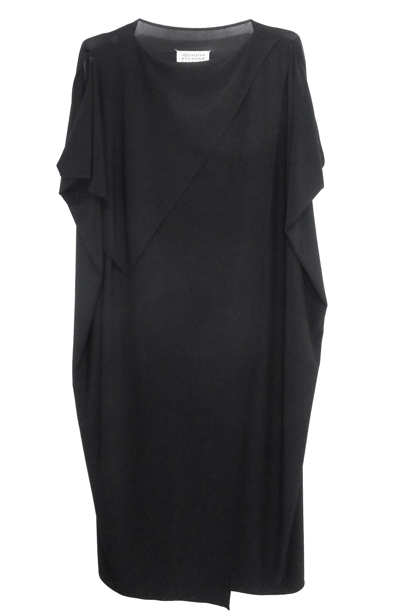 2010's maison martin margiela line 1 draped cut-out sleeve dress black.