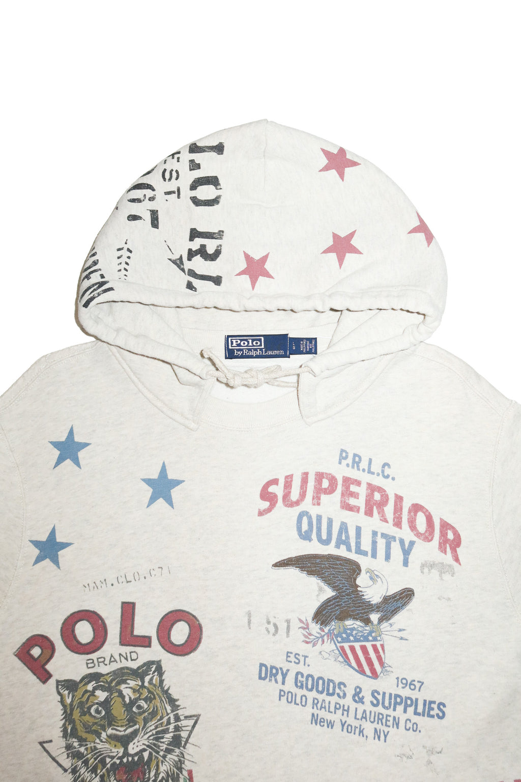 polo ralph lauren sanarac lake print hoodie grey.