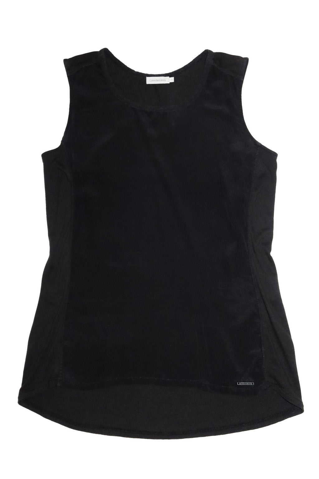 2000's calvin klein sheer silk blend tank top black.