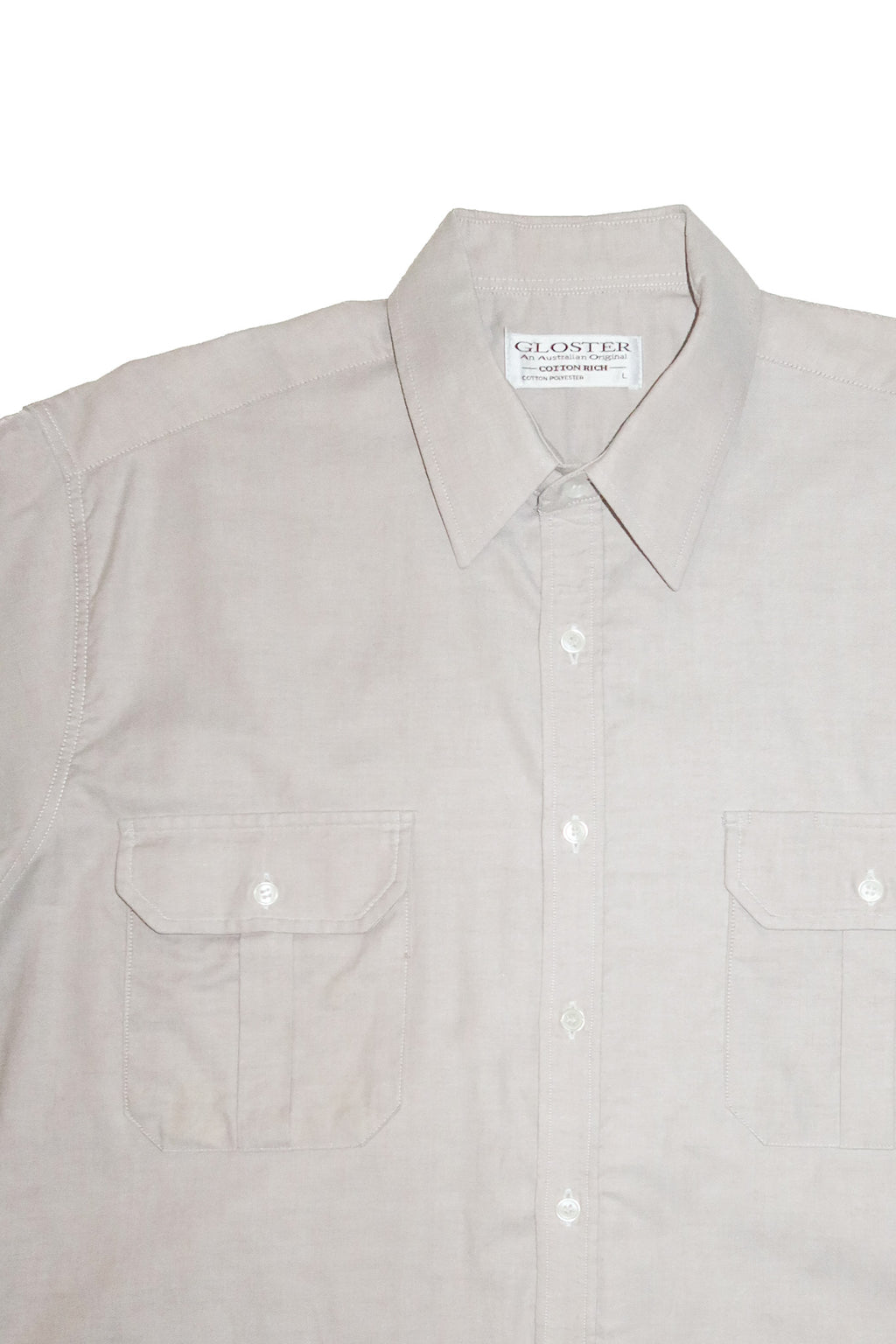1980's gloster safari button-up shirt stone.