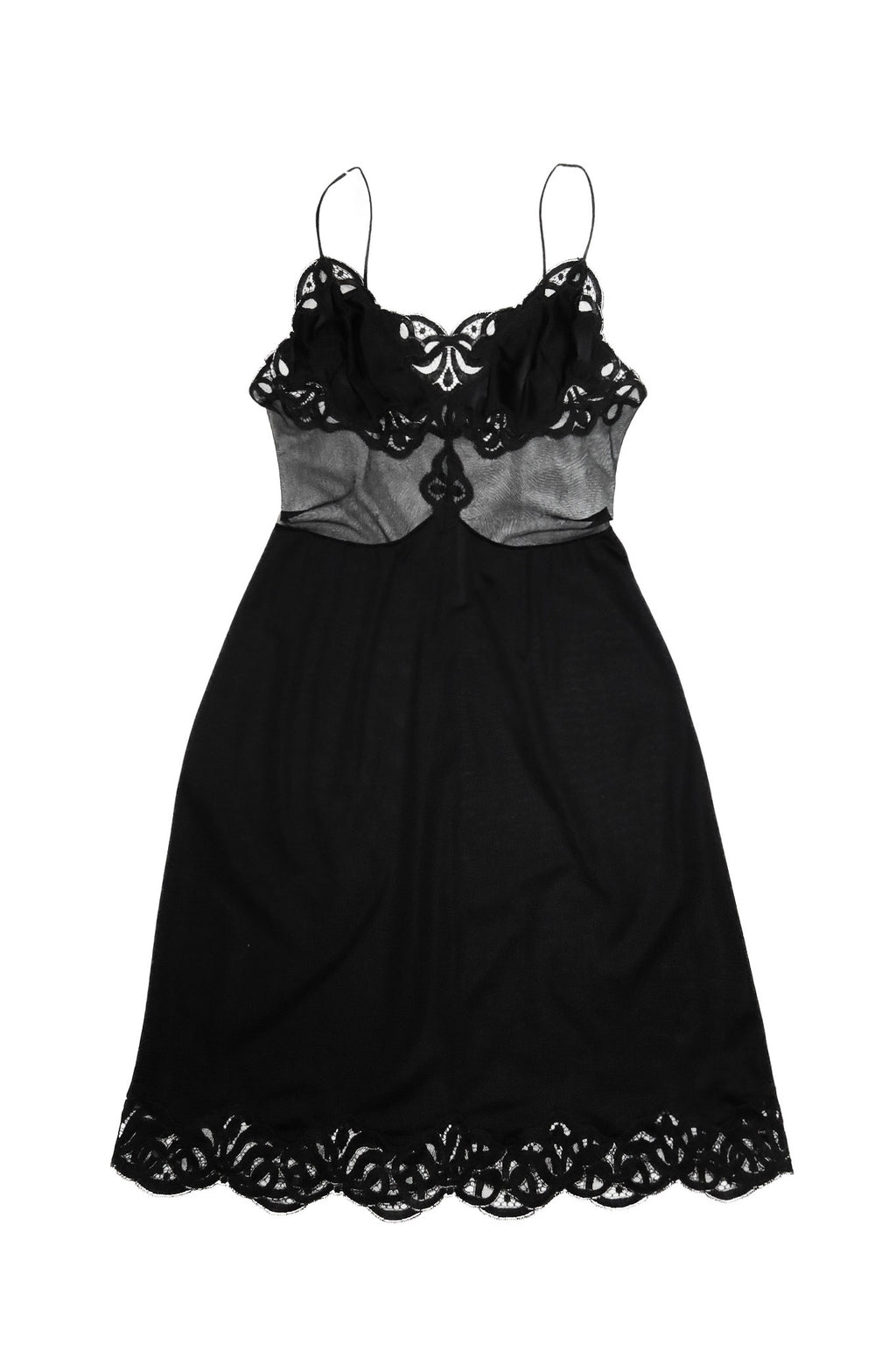 1970’s prestige bri nylon lace slip dress black.