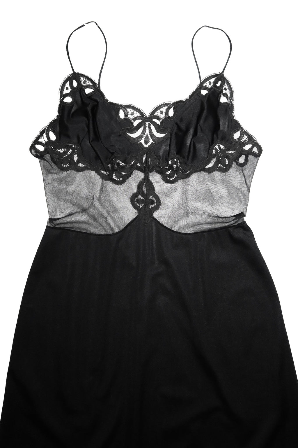1970’s prestige bri nylon lace slip dress black.