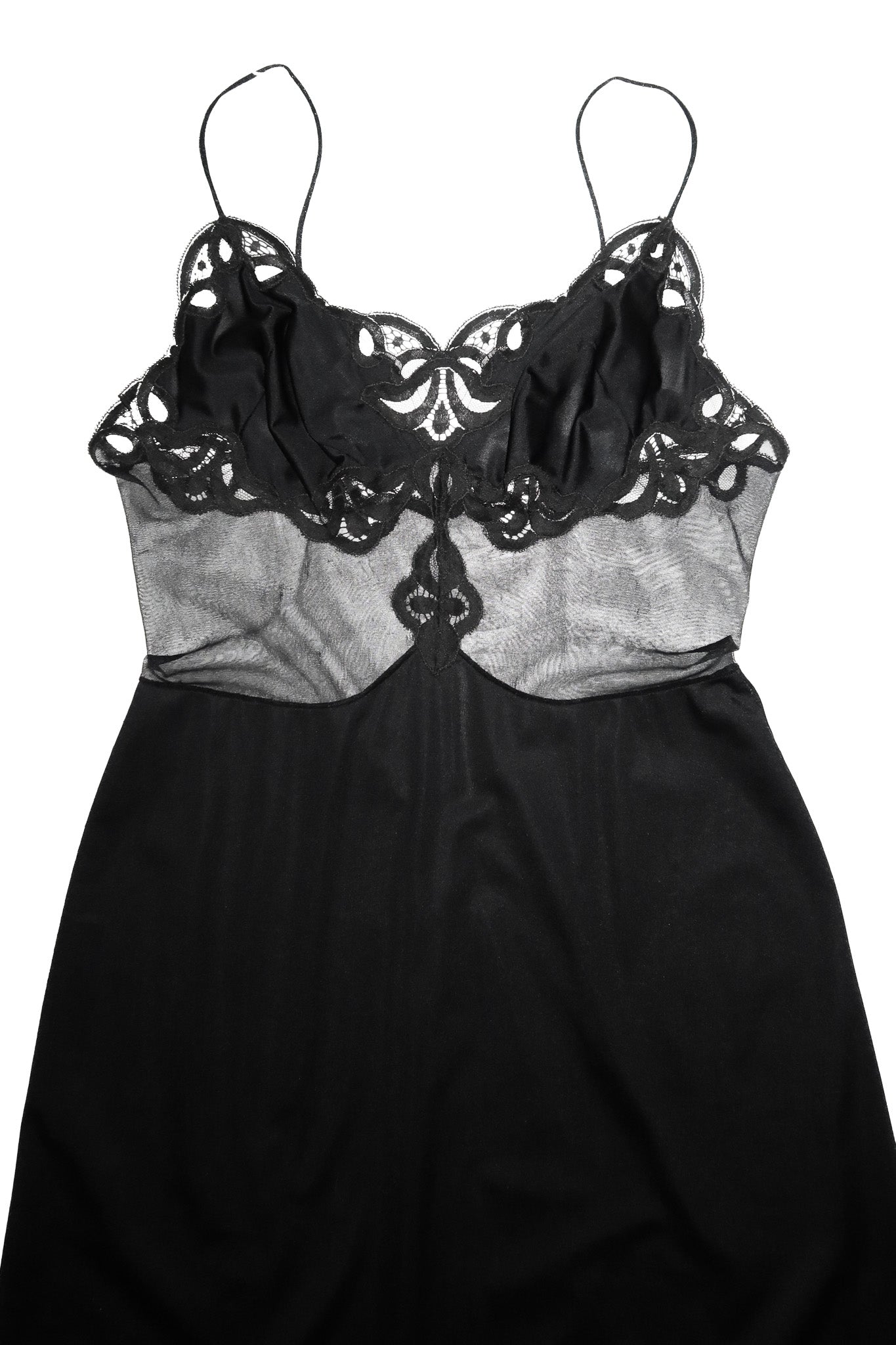 1970’s prestige bri nylon lace slip dress black.