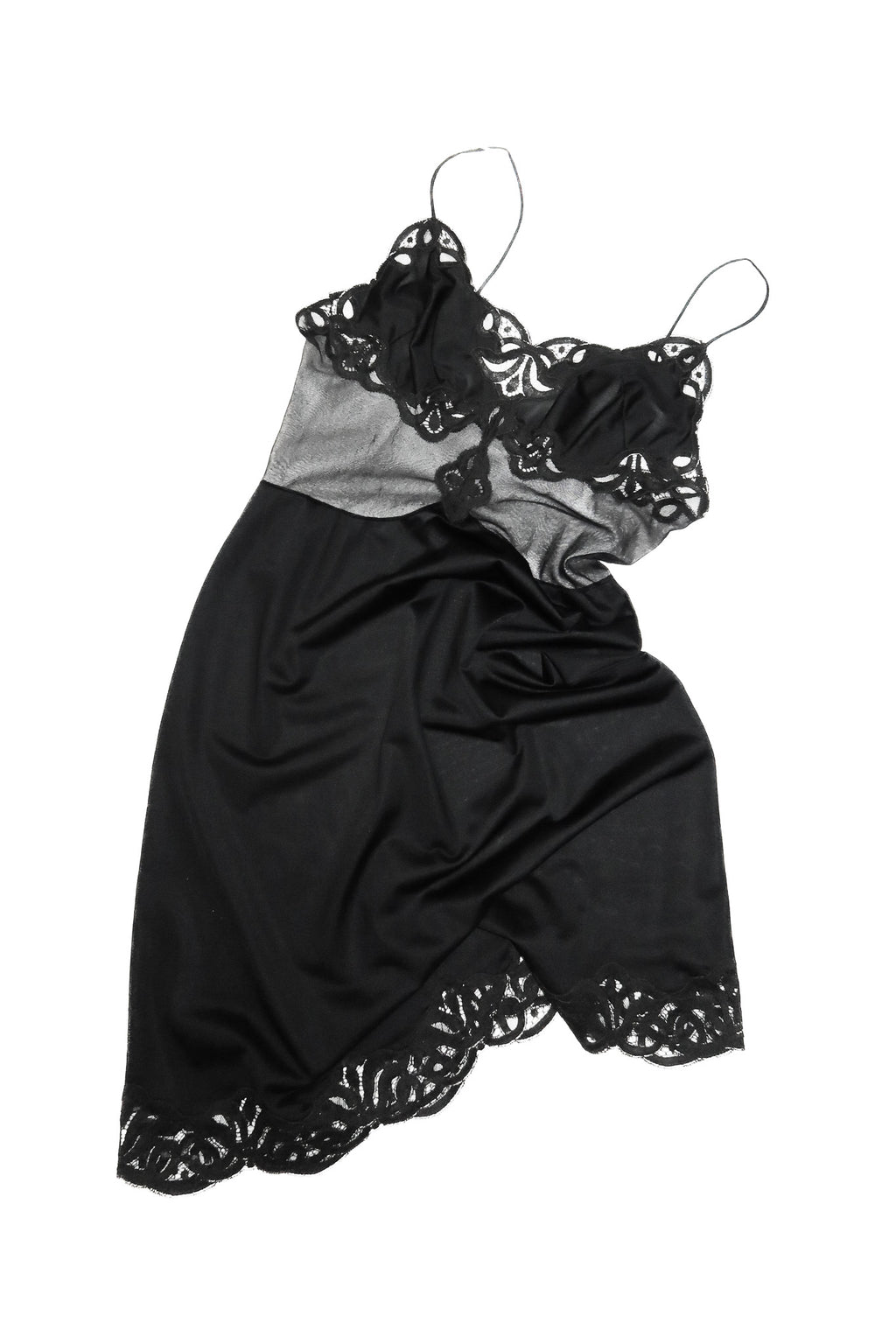 1970’s prestige bri nylon lace slip dress black.