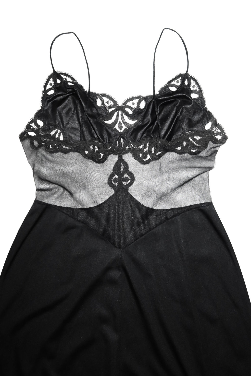 1970’s prestige bri nylon lace slip dress black.