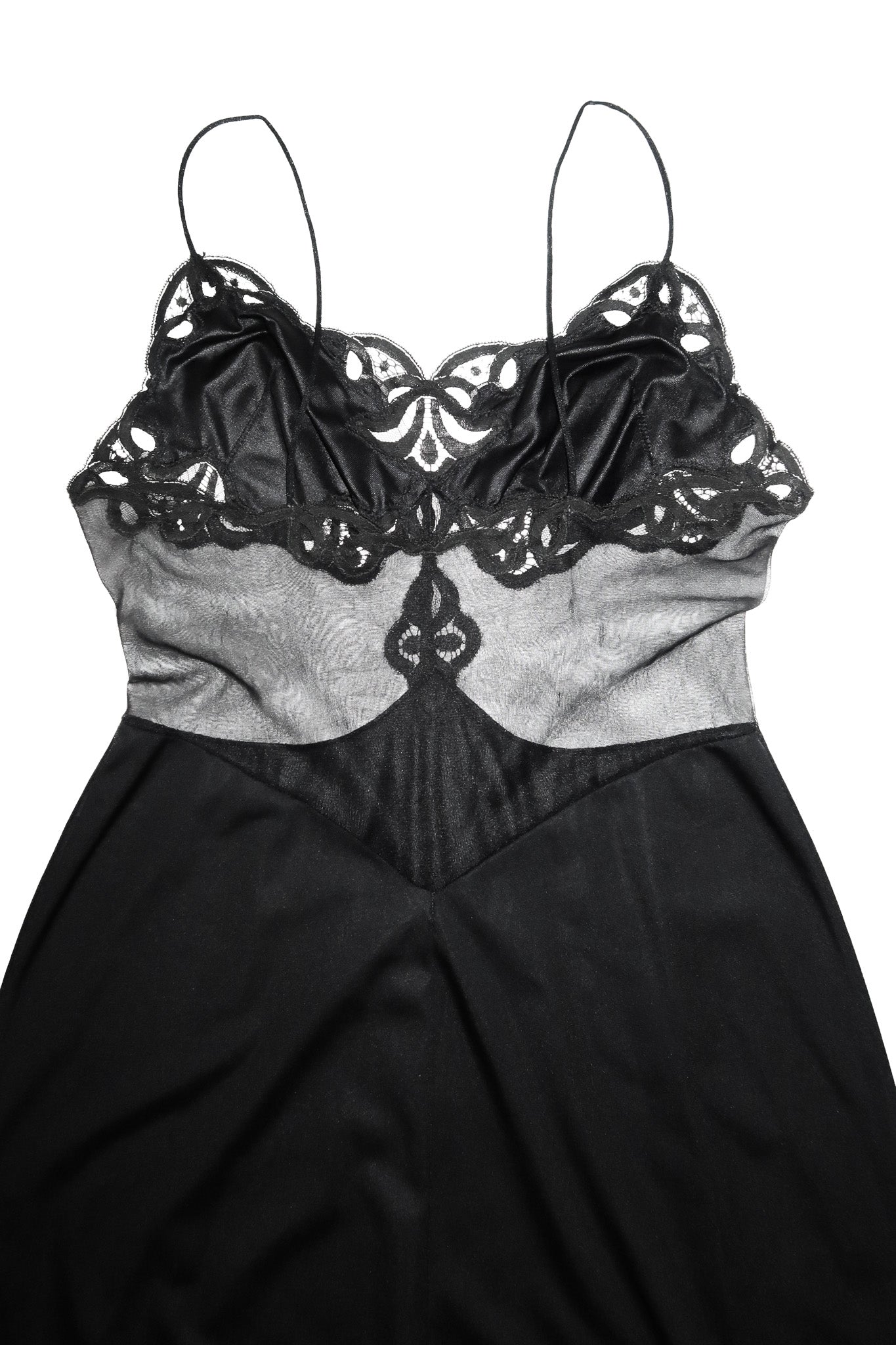 1970’s prestige bri nylon lace slip dress black.