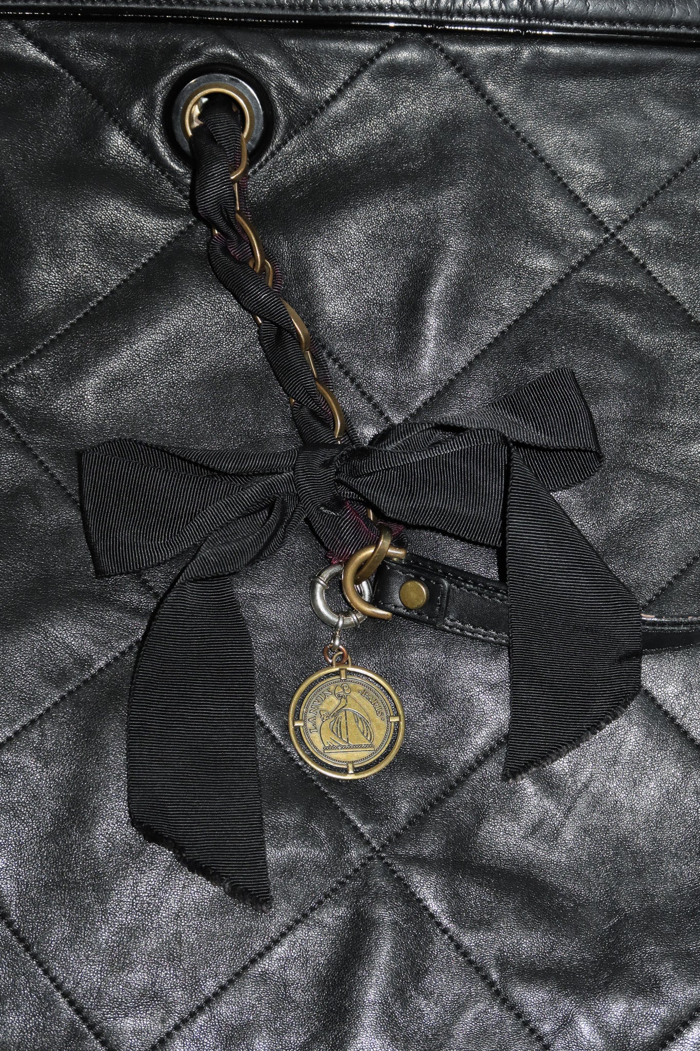 lanvin amalia quilted leather tote bag black.