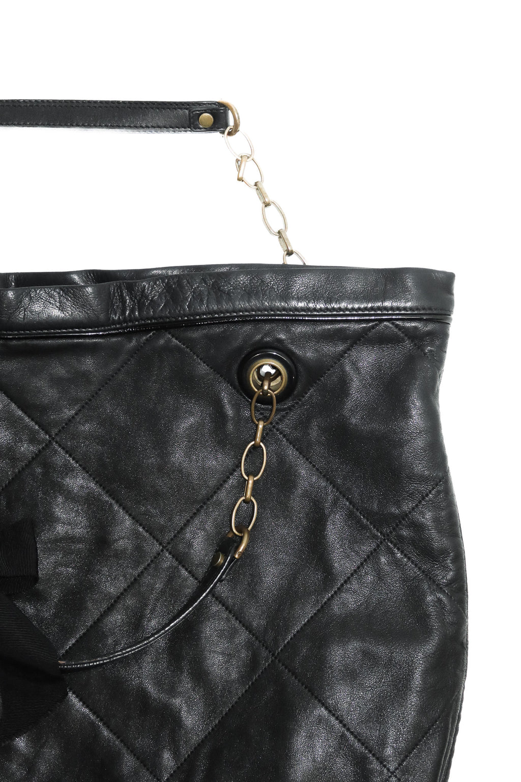 lanvin amalia quilted leather tote bag black.