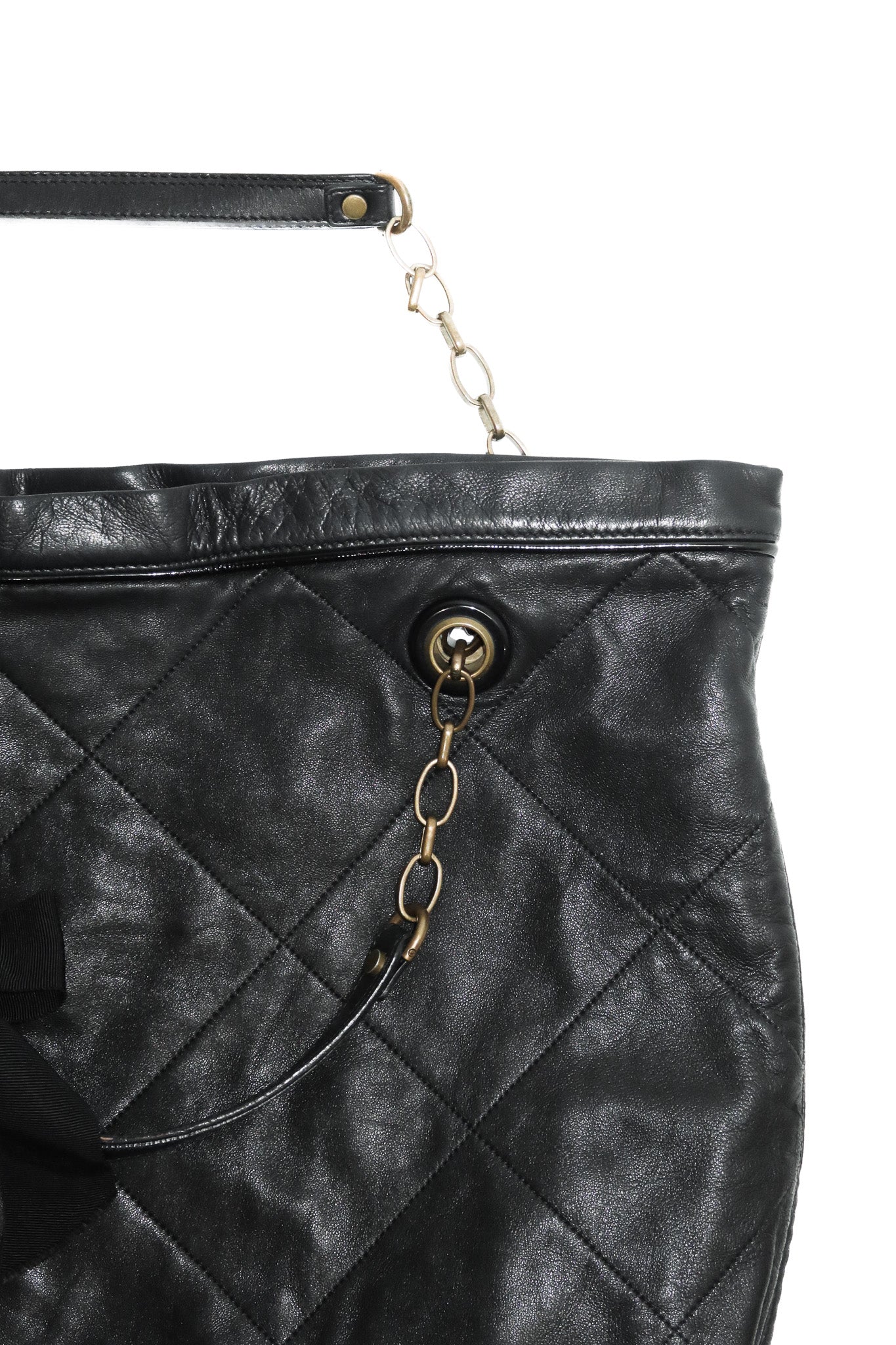 lanvin amalia quilted leather tote bag black.