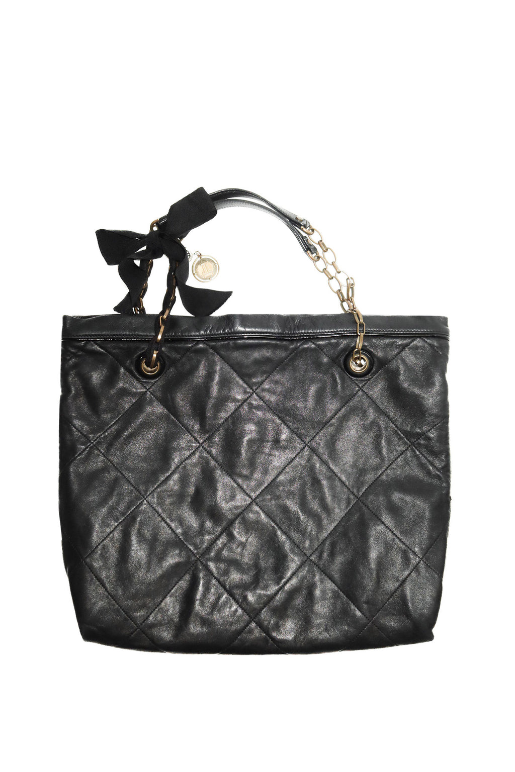 lanvin amalia quilted leather tote bag black.