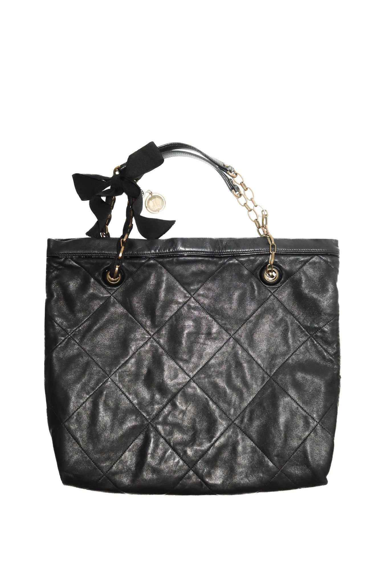 lanvin amalia quilted leather tote bag black.