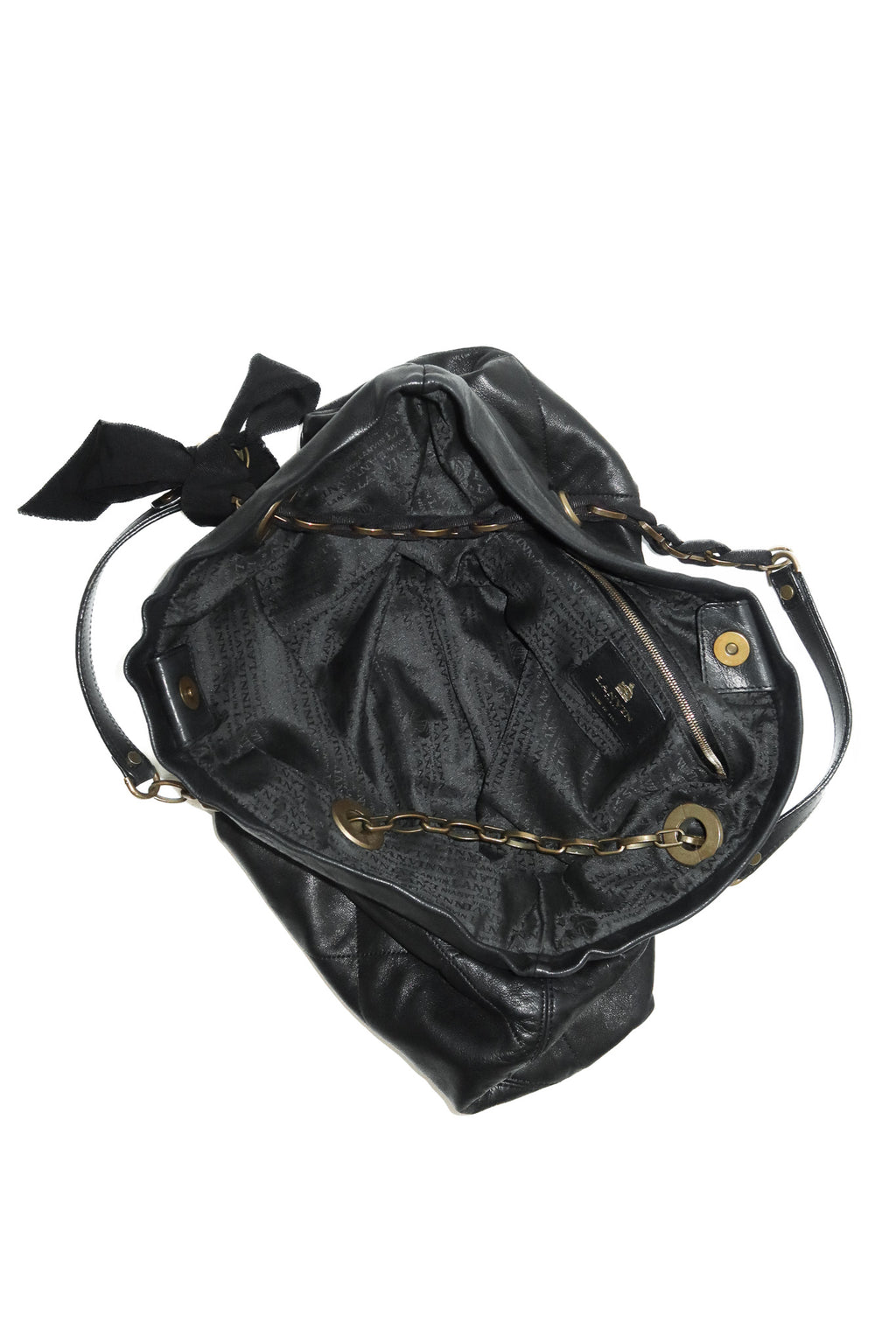 lanvin amalia quilted leather tote bag black.