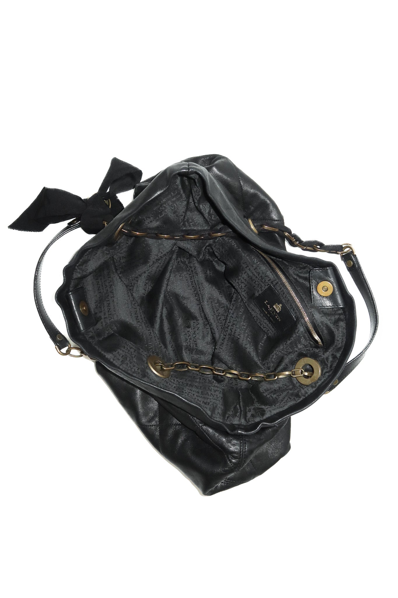 lanvin amalia quilted leather tote bag black.
