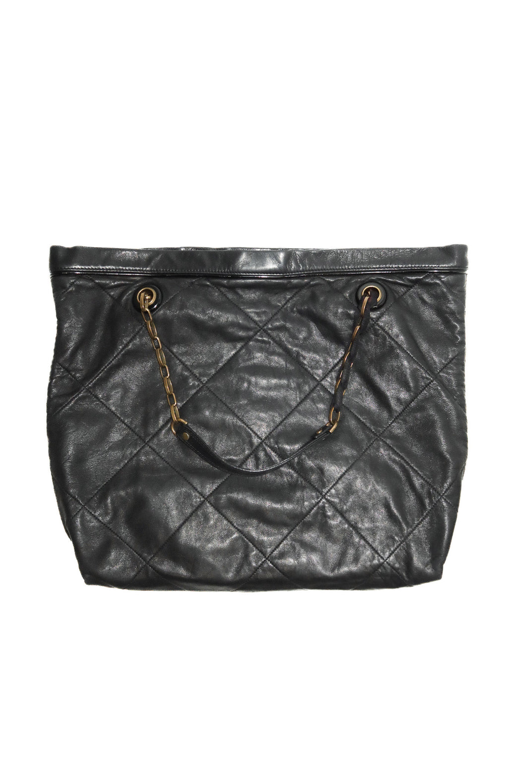 lanvin amalia quilted leather tote bag black.