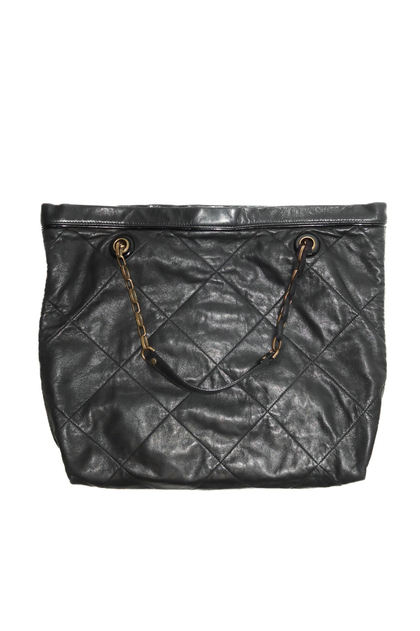 lanvin amalia quilted leather tote bag black.