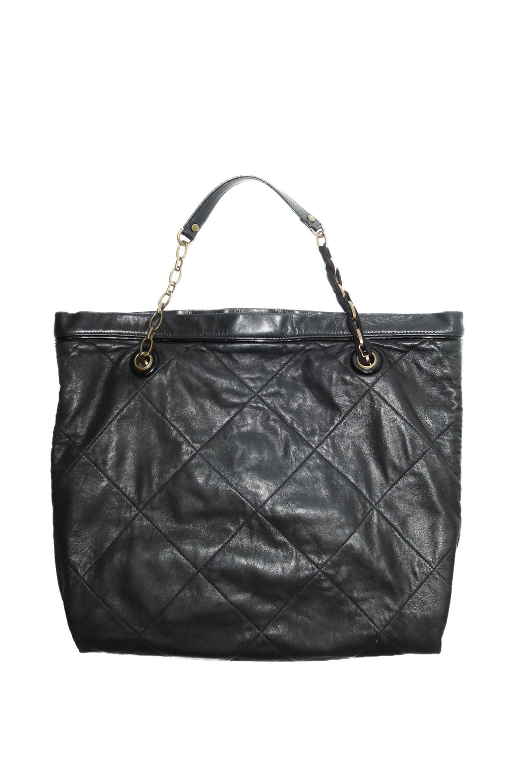 lanvin amalia quilted leather tote bag black.