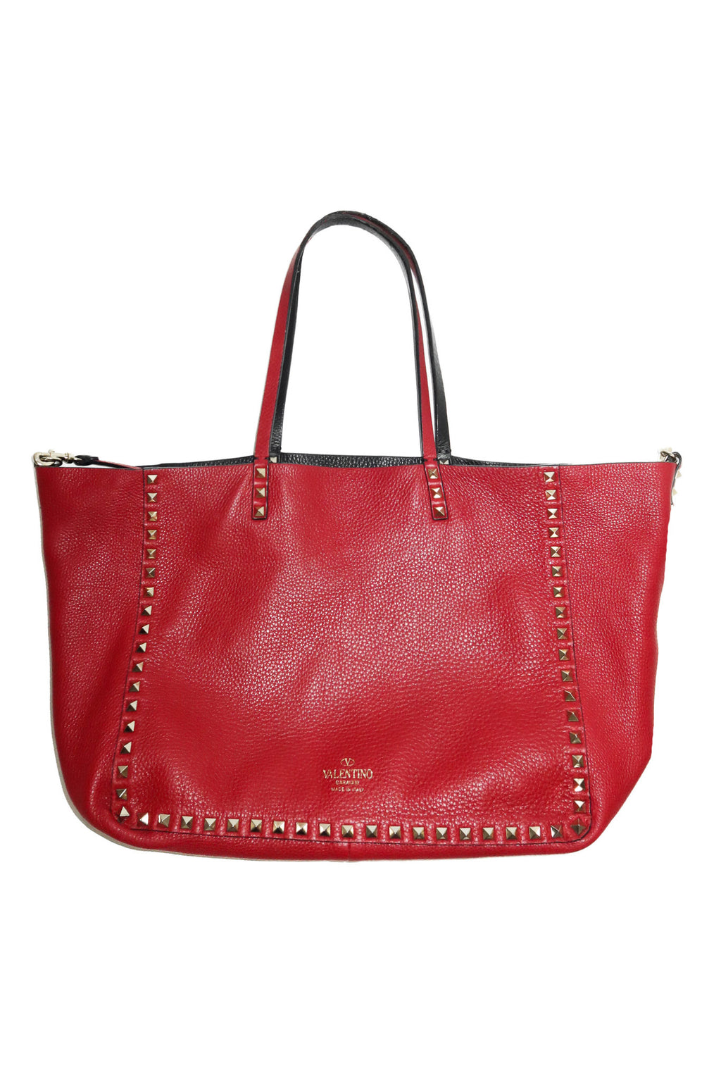 valentino garavani rockstud reversible tote bag black/red.