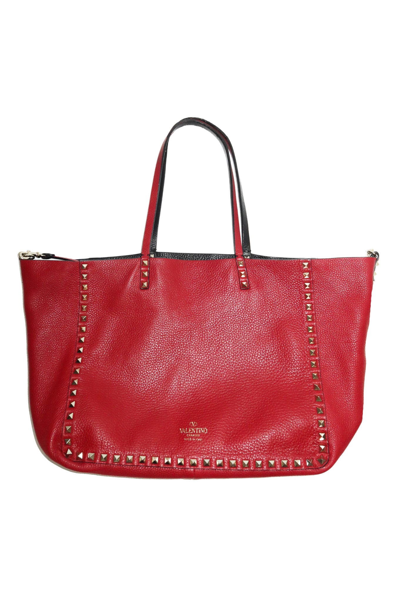 valentino garavani rockstud reversible tote bag black/red.