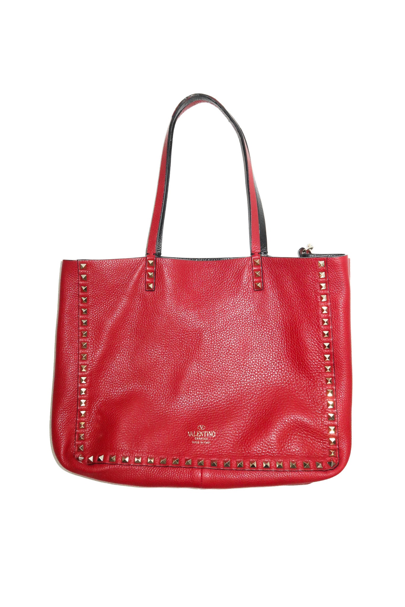 valentino garavani rockstud reversible tote bag black/red.