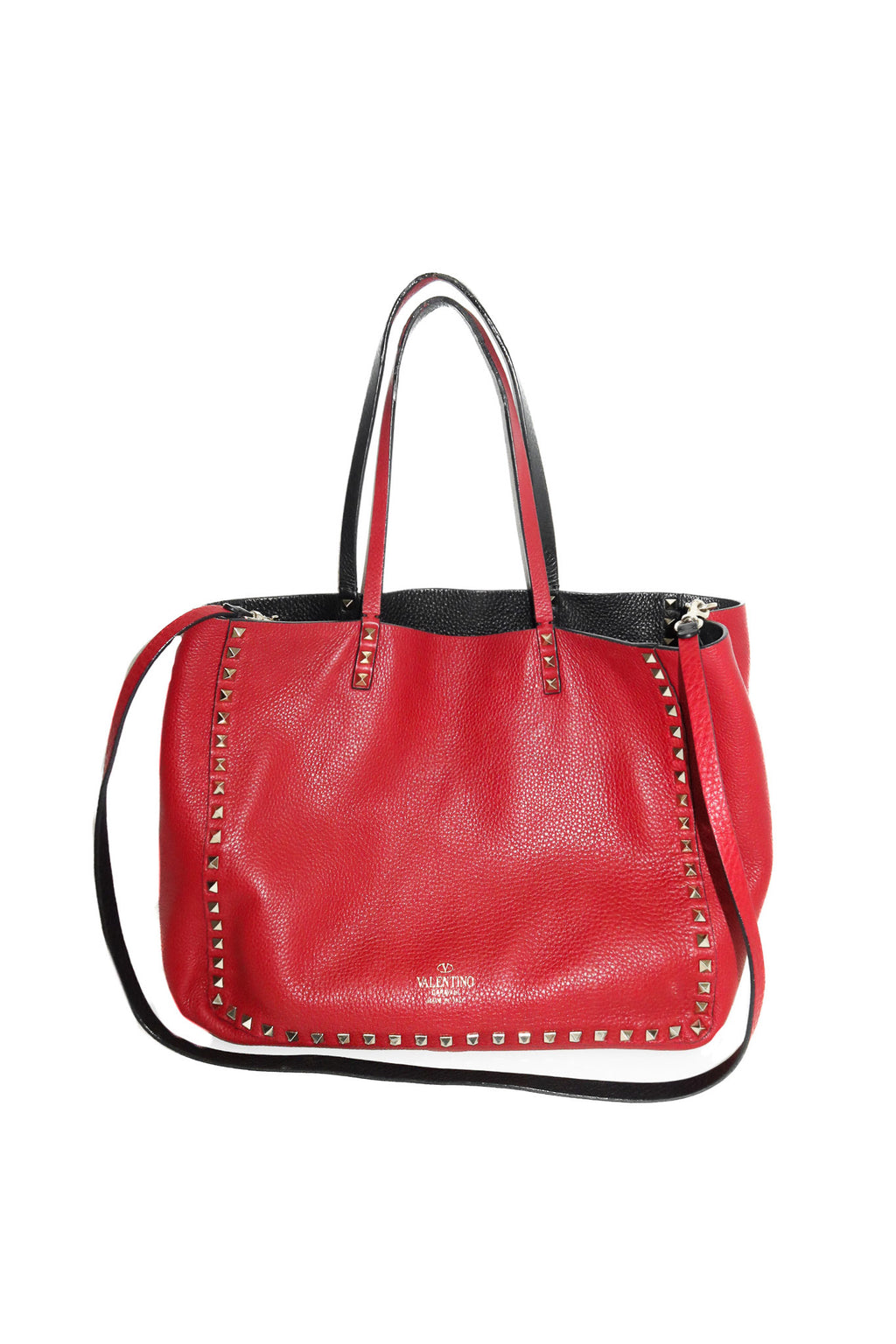 valentino garavani rockstud reversible tote bag black/red.