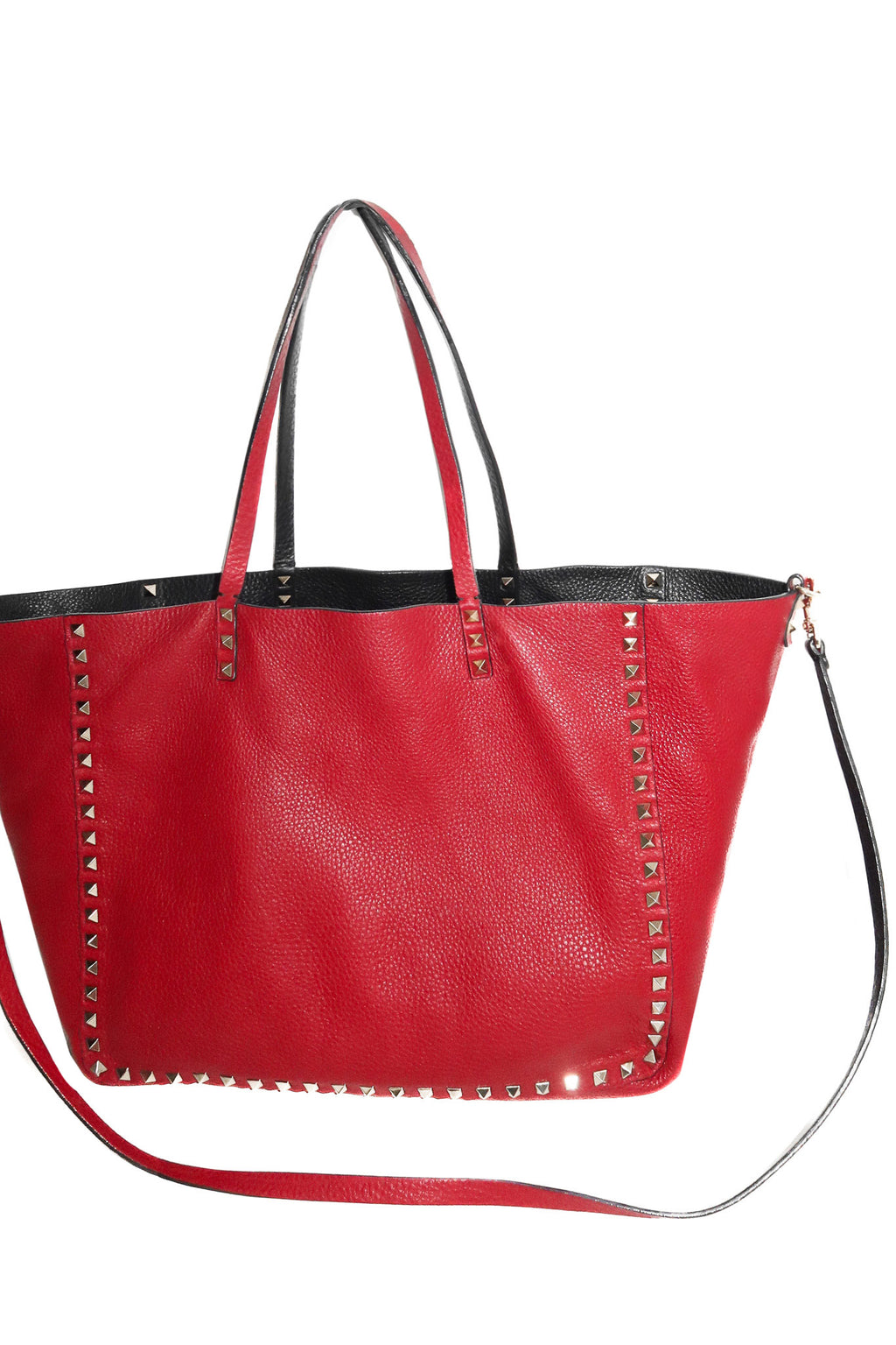 valentino garavani rockstud reversible tote bag black/red.