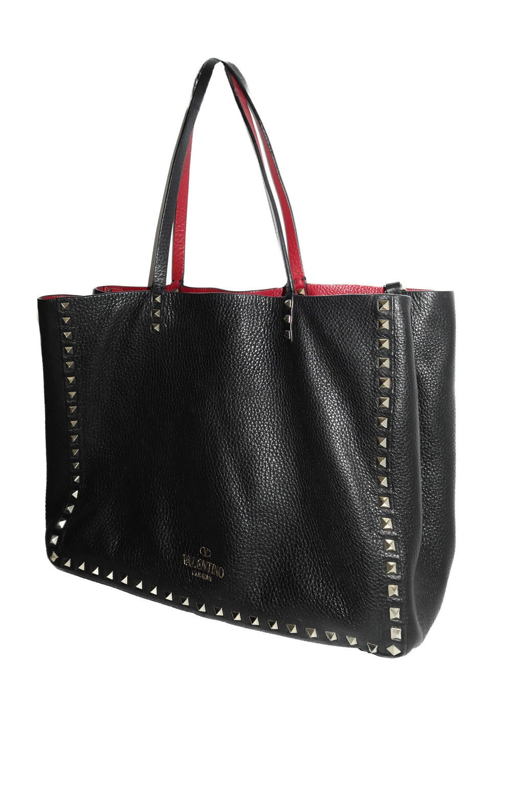 valentino garavani rockstud reversible tote bag black/red.