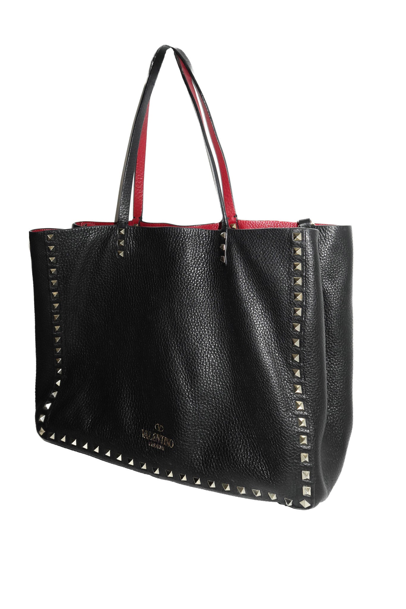 valentino garavani rockstud reversible tote bag black/red.